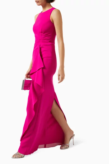 Drape Ruffle Dress in Crepe