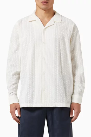 Thompson Embroidered Camp Collar Shirt in Cotton Voile
