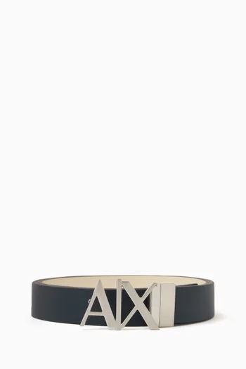 AX Logo Buckle Belt in Leather