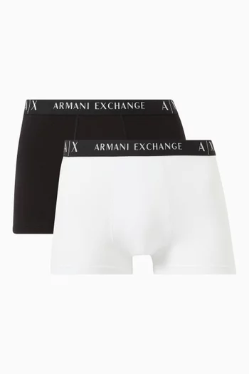 Logo Boxers in Stretch Cotton, Set of 2