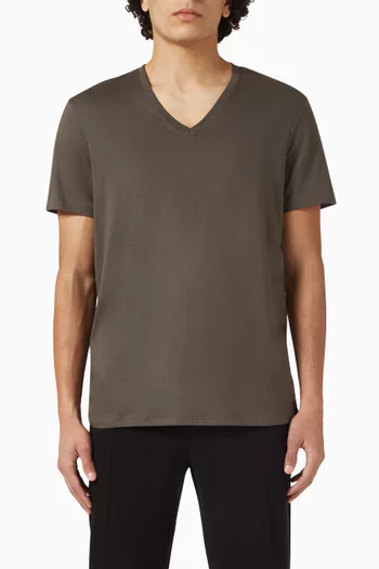 تي شيرت بفتحة رقبة V قطن جيرسيه بيما