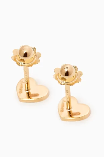 أقراط آرا مزينة بقلب ذهب أصفر عيار 18