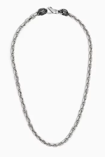 Skull Link-chain Necklace in Sterling Silver