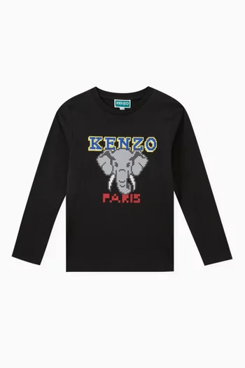 Elephant Print T-shirt in Cotton Jersey