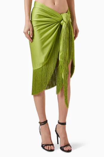 Fringed Sarong Skirt in Charmeuse