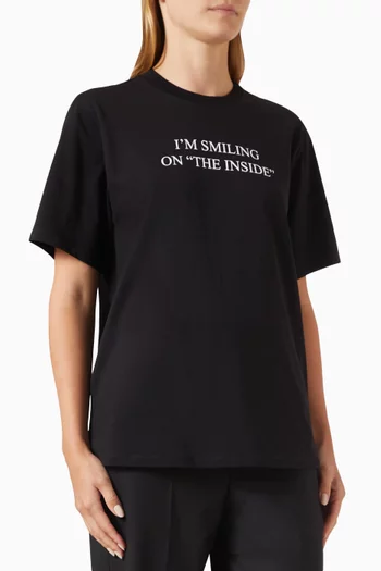 'I'm Smiling On The Inside' Slogan T-shirt in Organic Cotton
