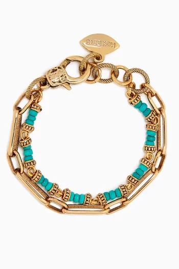 Vintage Empire Sallie Turquoise Bracelet in Gold-plated Brass