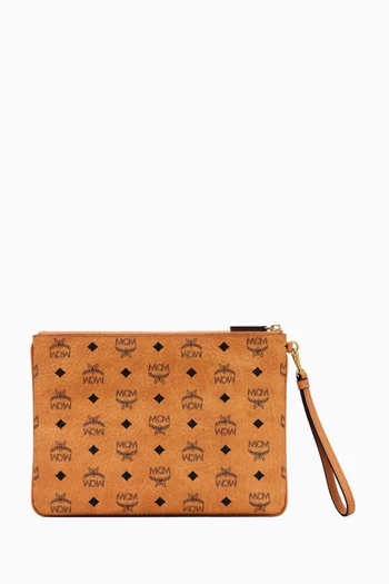 Medium Wristlet Zip Pouch in Visetos