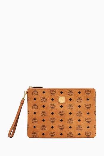 Medium Wristlet Zip Pouch in Visetos