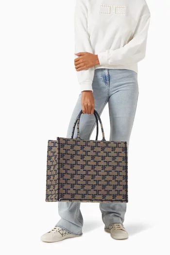 Large Monogram Tote Bag in Jacquard