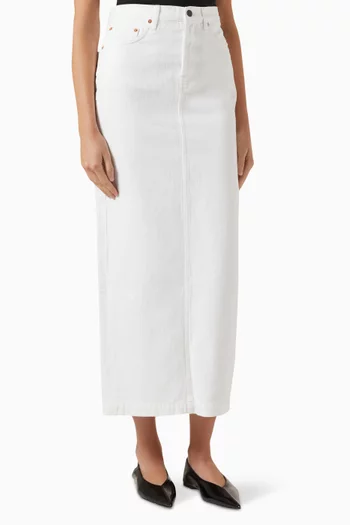 Straight Denim Maxi Skirt in Cotton