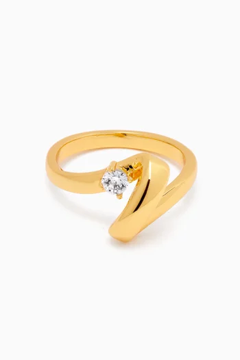 Cleo Crystal Ring in 18kt Gold-plated Metal
