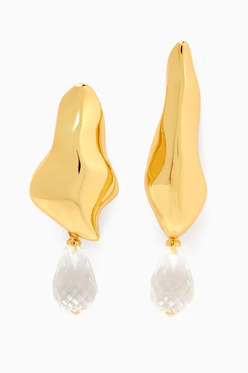 Kyma Drop Crystal Earrings in 18kt Gold-plated Metal