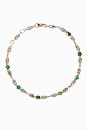 Ava Diamond & Emerald Bracelet in 9kt Gold & Sterling Silver
