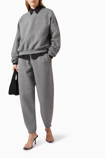 High-rise Glitter Track Pants in Terry