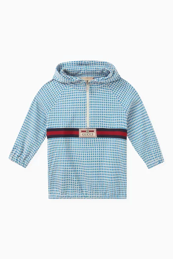 Gingham Hoodie in Jersey Jacquard