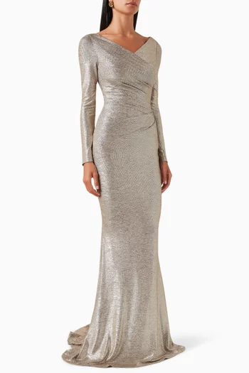 Cape Gown in Metallic Voile