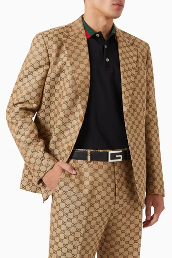 حزام بوجهين وإبزيم مربع على شكل حرف G جلد