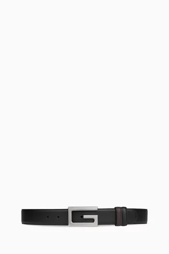 حزام بوجهين وإبزيم مربع على شكل حرف G جلد