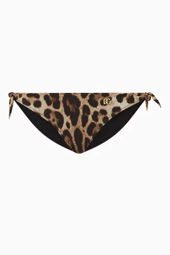 Leopard-print Tie Bikini Briefs