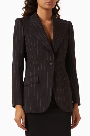 Turlington Pinstripe Jacket in Stretch-wool