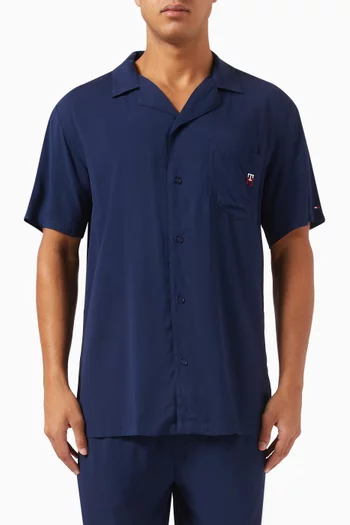Logo Lounge Pyjama Shirt in Viscose