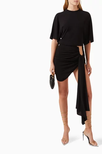 Side Cowl Waist T-shirt in Viscose