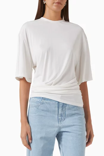 Side Cowl Waist T-shirt in Viscose