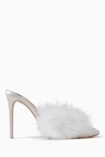 Delicia Marabou 100 Mules in Feather & Satin