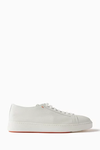 Low-top Sneakers in Tumbled Leather