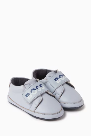 Striped Logo-print Sneakers in Sheepskin
