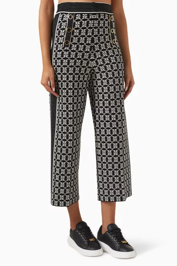 All-over Logo Palazzo Pants in Jacquard-knit