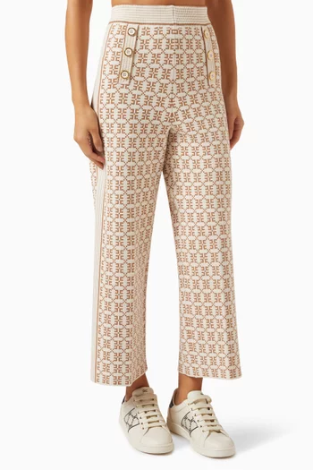 All-over Logo Palazzo Pants in Jacquard-knit