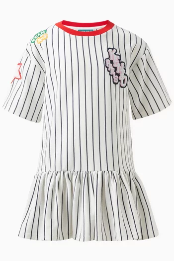 Striped Logo Dress in Organic Cotton