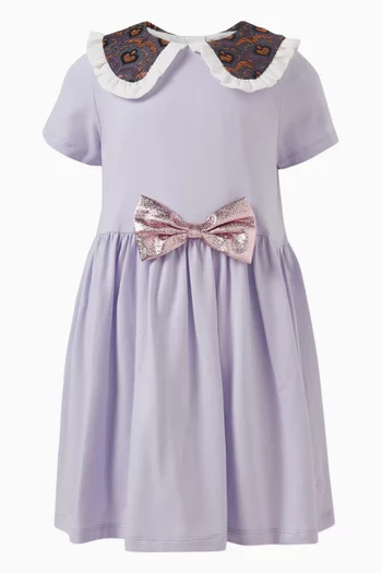 Bow-applique Dress in Cotton-blend