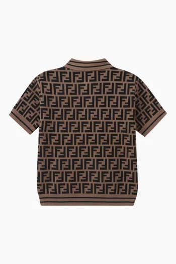 FF Logo Print Polo Shirt in Viscose-blend