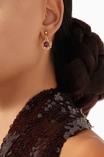 Rediscovered 1980s Floral Faux Amethyst Earrings