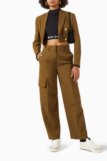 Boyfriend Crop Blazer in Cotton-blend