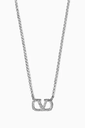 Valentino Garavani VLOGO Signature Necklace in Metal & Swarovski® Crystals