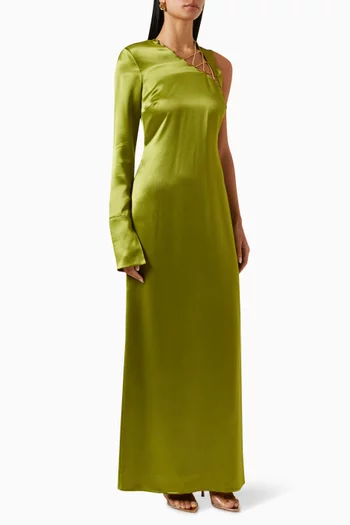 Ashley One-Sleeved Maxi Dress in Acetate