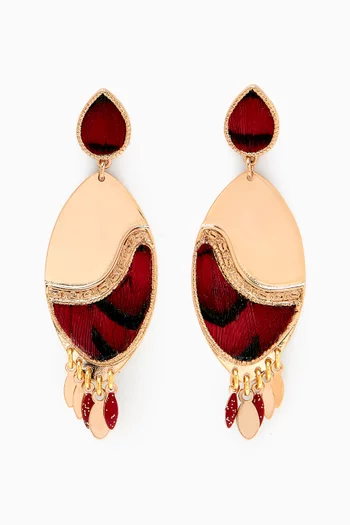 Feather Resin Earrings in 14kt Gold-plated Metal
