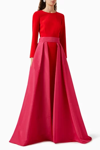 Column Gown & Overskirt Set in Crepe-silk