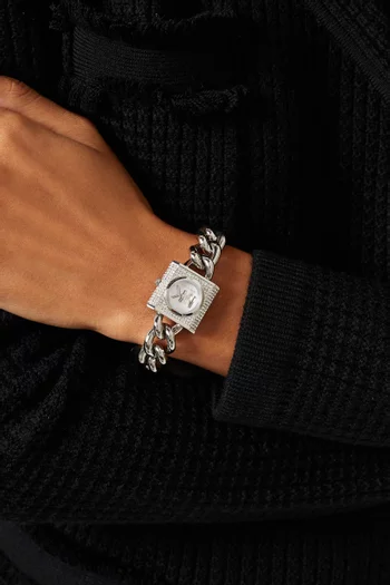 Mini Lock Pavé Chain Stainless Steel Watch, 25mm
