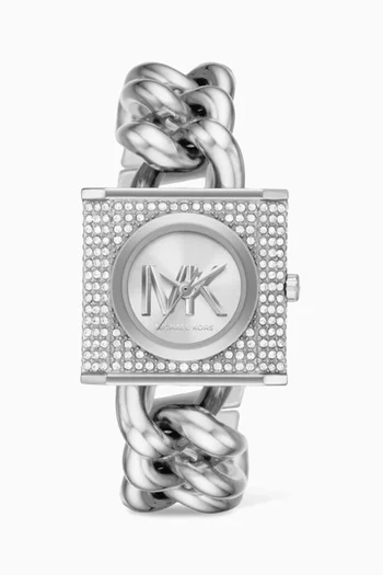 Mini Lock Pavé Chain Stainless Steel Watch, 25mm