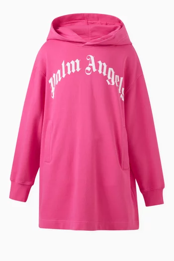 Curved Logo Hoodie Dress in Cotton