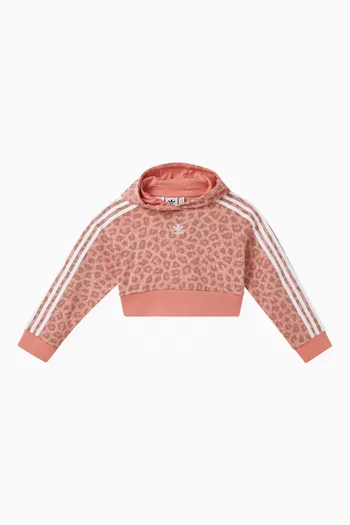Animal All-over Cropped Hoodie in Cotton-terry