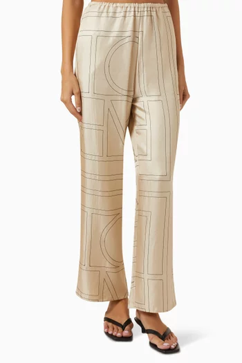 Monogram Pyjama Pants in Silk