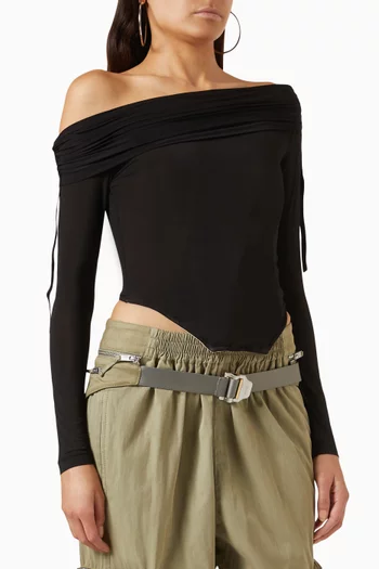 Hosiery Overlay Gathered Top