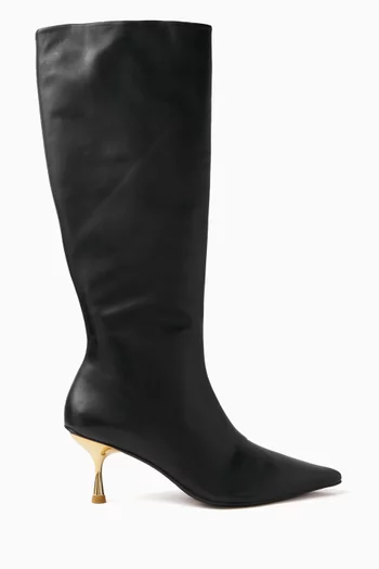 Sam Point Toe Knee Boots in Leather