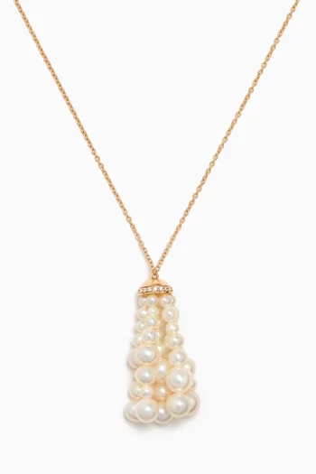 Bahar Diamond Necklace with Pearls in 18kt Yellow Gold, Mini